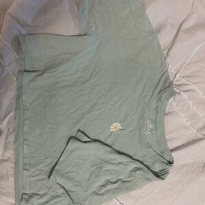 Hollister Light Green Short Sleeve Tee with Flower